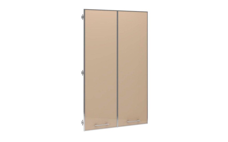 JNS502 Двери средние стеклянные в алюминиевой раме (тон Беж) в алюм раме (900х20х1357)